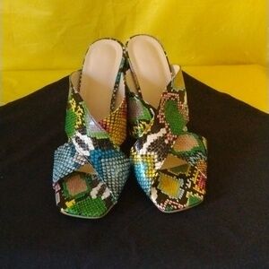 Snake print colorful crisscross sandals
